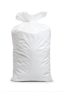 White plastic bag filled with white material