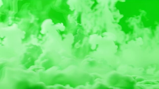 White smoke moving across green screen ground concept. Green smoke or fog background with dense cloud texture for environmental and abstract design