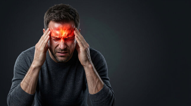 Realistic Head Ache Pain Glow Concept