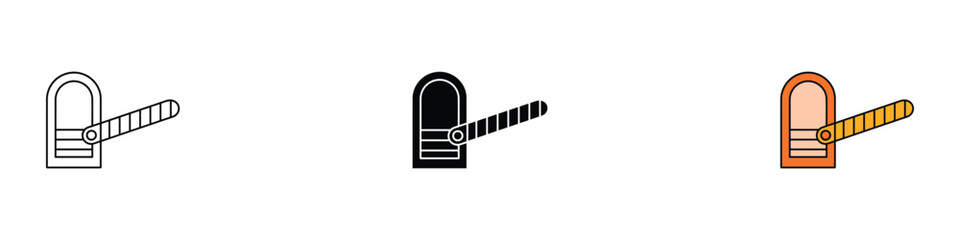 Automatic boom barrier icon set. Parking gate security, road block, and entrance control symbol. Vector Illustration. © MdNurul