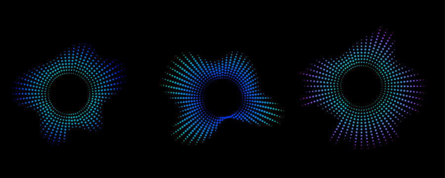 Podcast wave collection with neon gradient circular patterns,