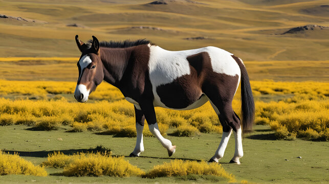 the kiang roams the high-altitude plains of Tibet. Known for its social nature and strong build, this wild ass grazes on sparse vegetation, the extreme environment with minimal water sources.