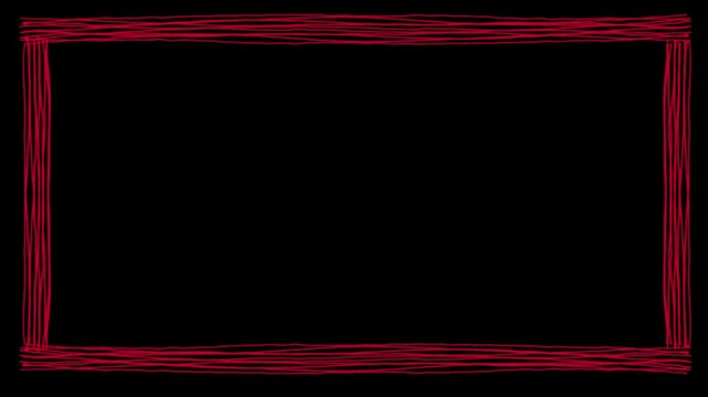 Hand-drawn red scribbled frame animation with jitter effect on black background