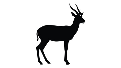 Obraz premium Silhouette of an african gazelle standing in profile against a white background