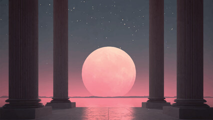 vector graphic giant moon for wall art, background, poster © creative