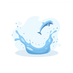 Obraz premium Big Water Splash, Small Dolphin