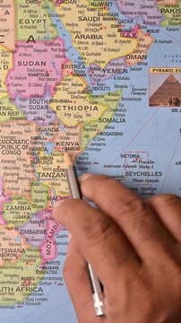 Kenya &ndash; East African Country on Map View, Top View Vertical Footage