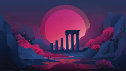 vector graphic giant moon for wall art, background, poster © creative