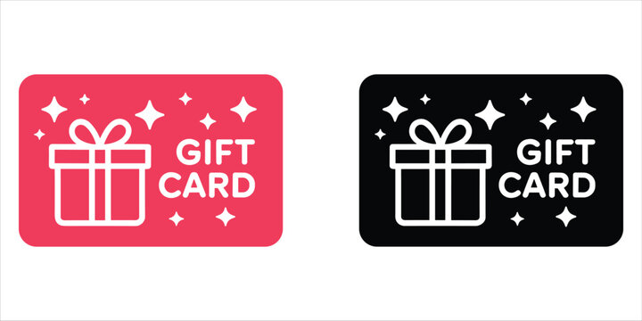 Gift Card Icons Red and Black with Sparkles and Gift Box vector