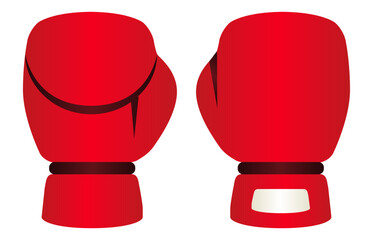 格闘技でスポーツのボクシングやキックボクシングで手にはめるグローブを赤や白のグラデーションを付けてデザインしたベクターのイラストのグラフィックの素材