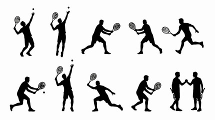 Inclusive Sports Vector Silhouette Collection | Tennis, Badminton, Wheelchair Athletes, Doubles, Jump Smash, Dynamic Motion | Minimalist Black-and-White Athletic Diversity Design