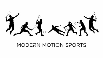 Inclusive Sports Vector Silhouette Collection | Tennis, Badminton, Wheelchair Athletes, Doubles, Jump Smash, Dynamic Motion | Minimalist Black-and-White Athletic Diversity Design