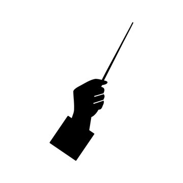 Classical Music Conductor Gesture with Baton Vector Graphic.