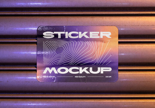 Rectangle Sticker Mockup on Roller Shutter