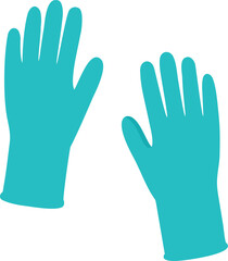 Obraz premium Pair of Teal Disposable Gloves Raised Hands for Protection and Cleaning Isolated on White Background