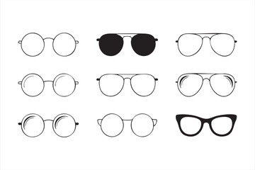 Stylish Eyewear Outline Icons for Summer and Travel Themes © Icon Nest