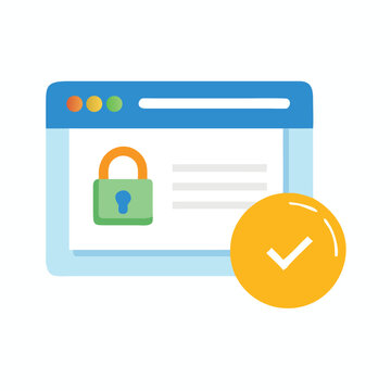 Secure Website Lock and Checkmark Confirmation Icon