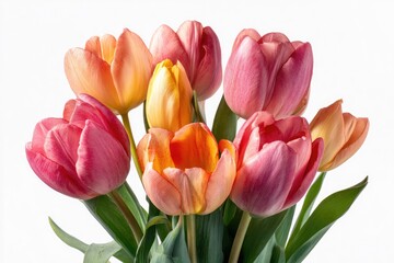 Naklejka premium Close-up of a bouquet of peach and pink tulips