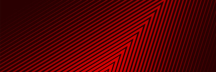 Fototapeta premium Red arrows background. Abstract triangle gradient wallpaper. Repeated arrow stripes backdrop for flyer, banner, poster, presentation. Thin to thick linear game or sport texture. Vector masculine bg