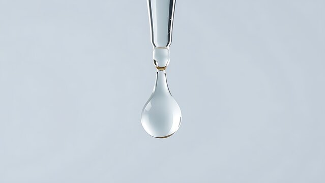 sedition. A single clear droplet falling from a glass dropper, studio lighting, clean aesthetic. bar promotions, beverage menus, designed for product packaging and bar promotions.
