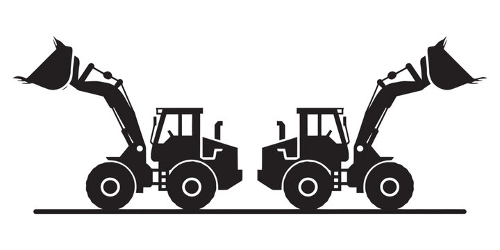 Industrial front end loader silhouette with bucket raised for material handlings
