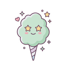 Fototapeta premium Kawaii Cotton Candy Icon Set Cute Pastel Vector