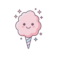 Fototapeta premium Kawaii Cotton Candy Icon Set Cute Pastel Vector
