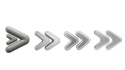 Obraz premium Set of Four Glossy Gray Arrow Icons Showing Progression.