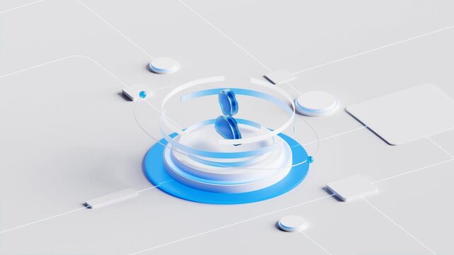 Digital user profile interface on network connection background. 3D loops animation