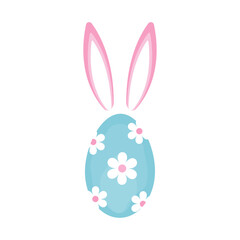 Fototapeta premium Easter bunny isolated on a transparent or white background. Icon. Vector illustration. Easter egg and bunny ears. Close-up element for design decoration.
