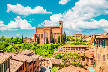 Naklejka premium Beautiful old town of Siena in Italy. Tourist destination in Italy.