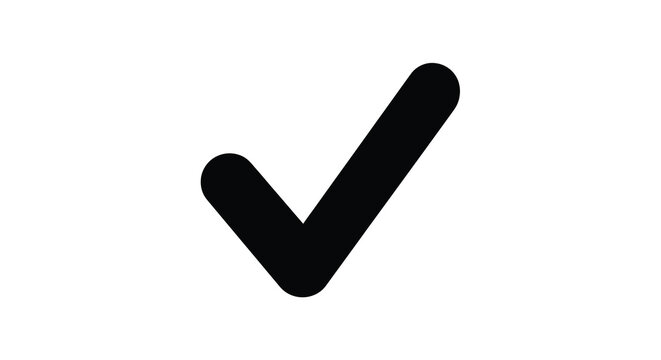 A simple black check mark icon against a white background silhouette