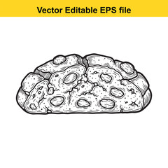 Bread Loaf Hand Drawn Illustration on White Background