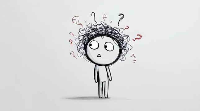 Confused Person with Question Marks Illustration.