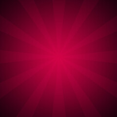 Abstract deep magenta red background with radial sunburst light rays effect, dramatic vintage spotlight burst