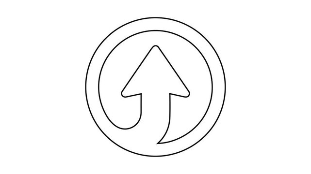 Stylized Arrow Up Icon in Line Art Animation