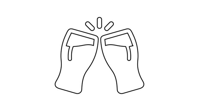 Line Art Animation of Two Beer Glasses Clinking Together on White