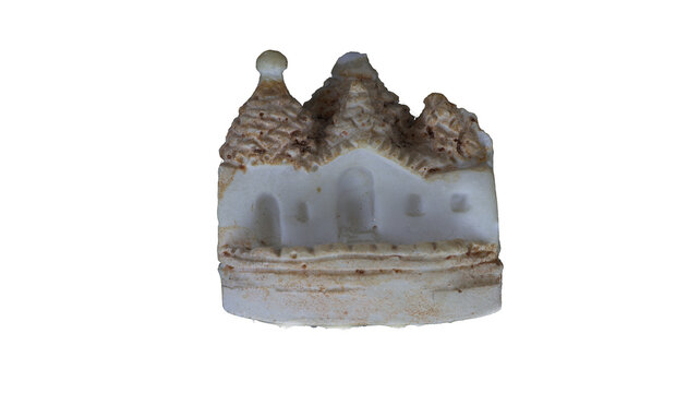 Traditional Apulian Trulli houses. Puglia, Italy. This souvenir trullo is a type of building typical of central and southern Puglia. Transparent background.