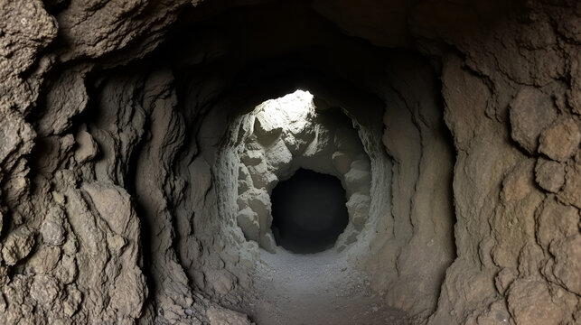 Old abandoned underground ore mica  mine shaft tunnel
