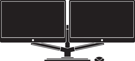 A sleek flat screen digital monitor with a blank black display stands as a modern piece of electronic technology equipment for a desktop pc or television video vector illustration. © NUR