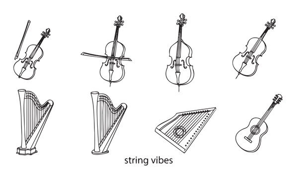 String Family Instruments Drawing Easy