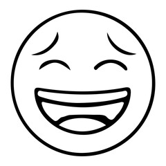 Obraz premium Laughing Emoji Outline