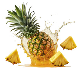 Vibrant Pineapple, Tropical fruit, Fresh Juice splash, and Fruit wedges: A dynamic display of refreshing fruit.