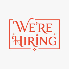 Vibrant hand-drawn We're Hiring lettering with decorative elements
