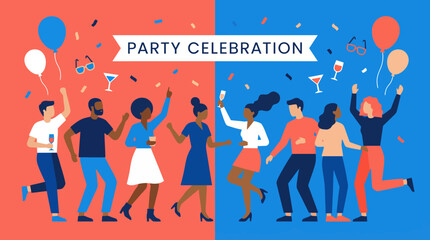 Obraz premium Diverse Friends Celebrating Party with Balloons.