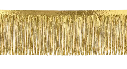Fotobehang Goud Shining golden foil fringe curtain for party decoration on transparent background  © shuphanida