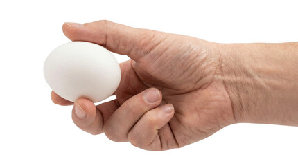 Fototapeta premium Hand holds a white egg for Passover traditions, AI, PNG