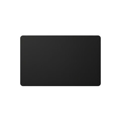 Blank black rectangular plastic card on transparent background