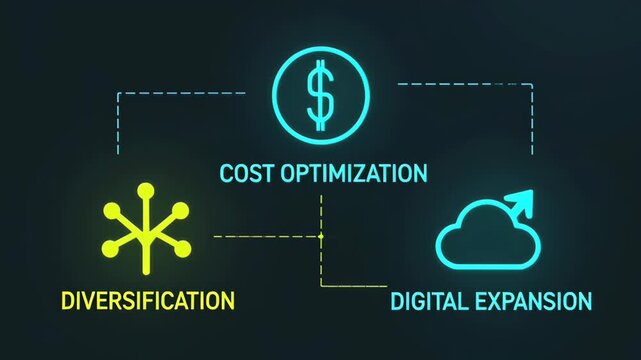 Futuristic Digital Illustration of Cost Optimization  Diversification  and Digital for Business Resilience in Volatile Markets