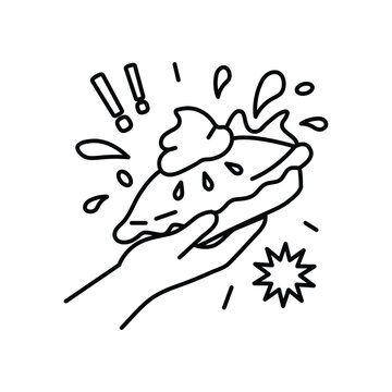 Pie Throw Line Art Illustration &ndash; Slapstick Humor Scene